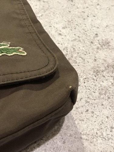 Vintage Y2K CrossBody Bag Lacoste Man’s Embroiled Logo Brown 25x29 - Picture 10 of 11