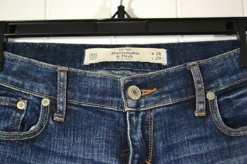 NWOT WOMEN'S ABERCROMBIE & FITCH BLUE DENIM PERFECT STRETCH SZ W24 L 29 - 第 3/6 張圖片