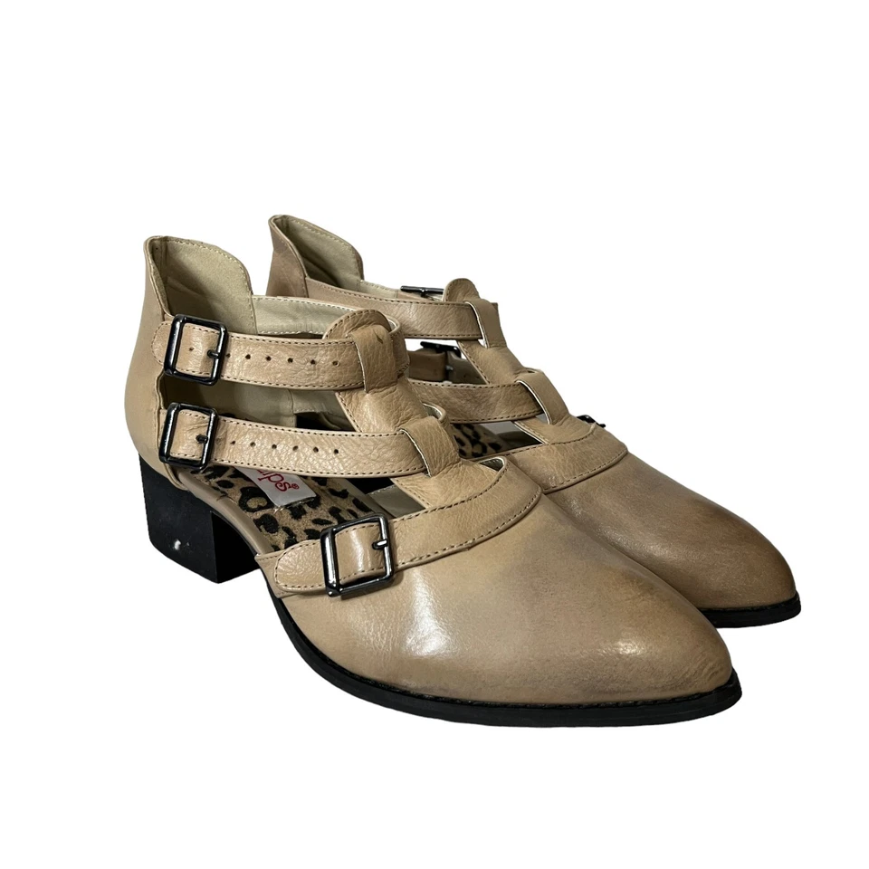 Botines Dos Labios Mujer 9 Zeta Cuero Taupe Botines Correas Hebilla Acento Foto 2 de 4