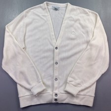 Vintage Izod Cardigan Sweater Men Medium Grandpa Orion Acrylic Retro Tennis Golf