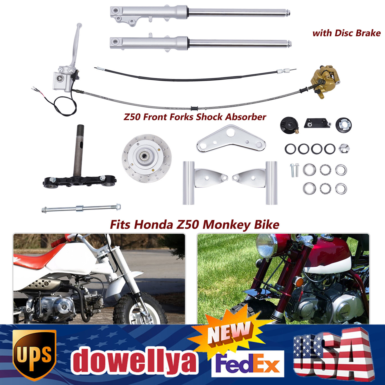 Front Fork Brake Caliper Assembly for Honda Monkey Z50 Bike - Durable Metal Construction