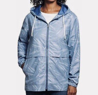Weatherproof Brand Vintage Blue Hooded Full Zip All Weather Rain Jacket WOMEN S