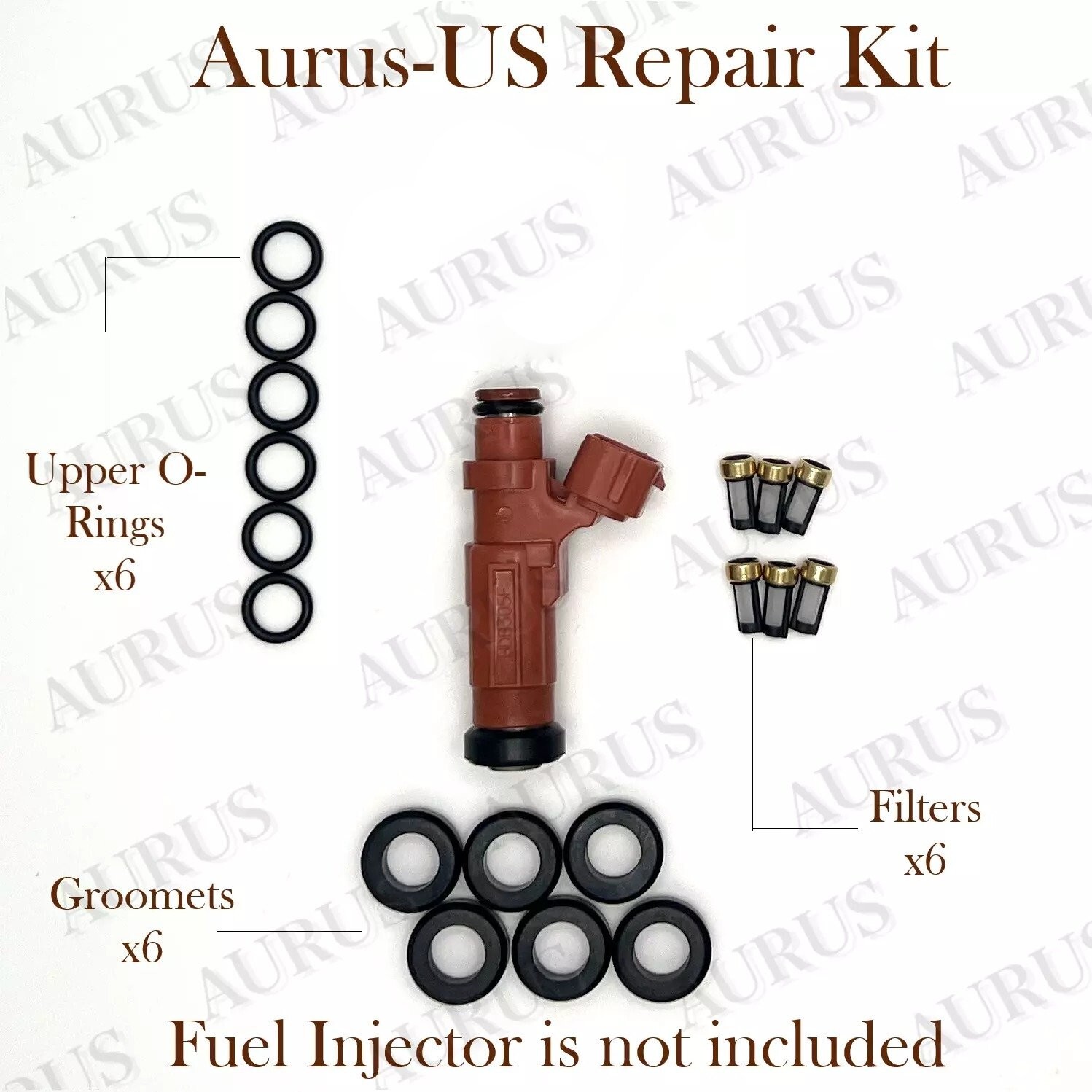 Aurus OEM Set of 6 Fuel Injector Repair Kits for 2004-2011 Mitsubishi Eclipse Endeavor Galant 3.8L V6 HDB305F