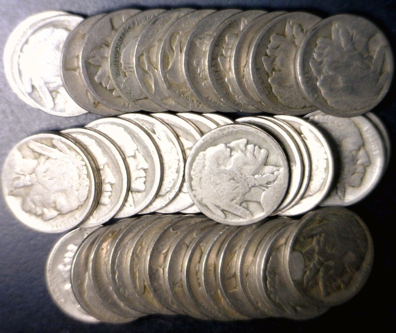 2 ROLLS of Buffalo Nickel Coins = 80 Coin LOT 2 Roll No Date Collection   NR