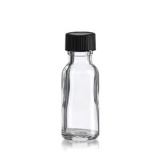 CLEAR GLASS Boston Round Bottles 1/2 oz 15 ml with CAPS 12-24-48 count 