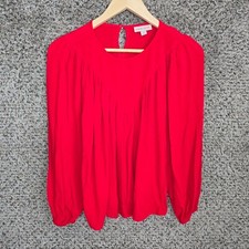 Knox Rose Top Womens Small Red Bishop Sleeve ...