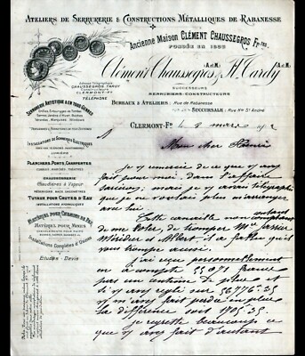 CLERMONT-FERRAND (63) SERRURERIE ARTISTIQUE ''Clement CHAUSSEGROS & TARDY'' en1902