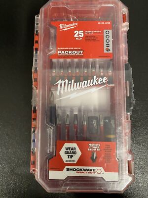 Milwaukee 25 Piece Screw Driver Drill Bit Set Impact Duty SHOCKWAVE Alloy Steel