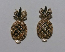 New 14k Yellow Gold Tropical Pineapple Earrings