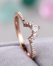 2Ct Round Cut Simulated Diamond Crown Tiara Shape Band 14K Rose Gold Plated