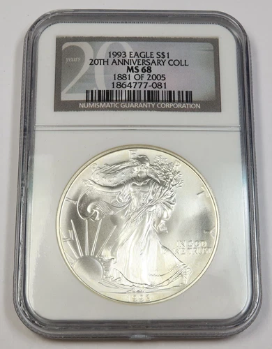1993 NGC MS68 | US Silver Eagle - 20th Anniversary - 1 oz SAE Coin $1 #41588A