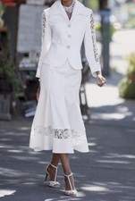 Occasions White Denim Skirt Suit Women's Wedding Church Evening Dinner plus20W2X