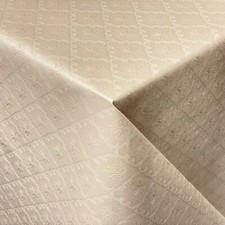 Damast Wachstuch Tischdecke eckig rund oval floral Barock gepr&auml;gt beige 03034-08