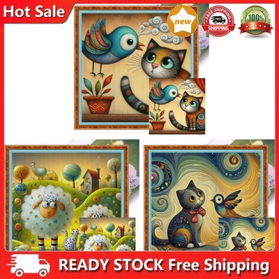 Full Embroidery Eco-cotton Thread 11CT Printed Cat Cross Stitch Kit Art 40x40cm 