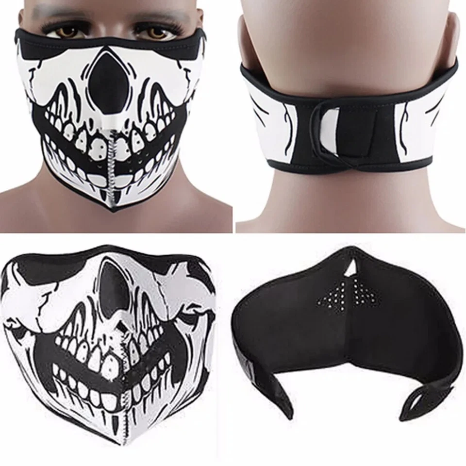 Skull Neoprene Half Face Mouth Mask Tactical Military Motorcycle Protector Mask - Image 2 of 4