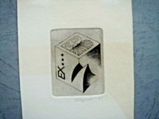 exlibris ex-libris bookplate etching art Nata Evert 1985