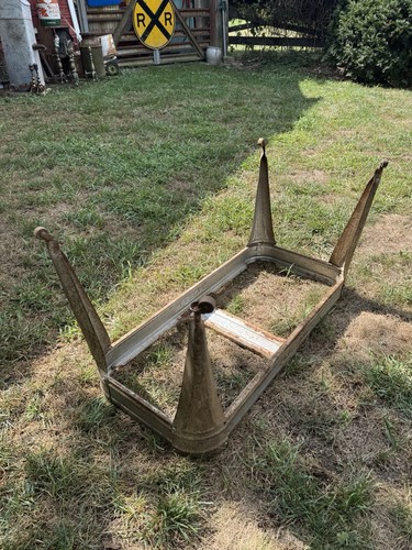 Vintage Double Basin Wash Tub WHEELING stand metal galvanized old rustic planter - Picture 9 of 9