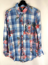 Joules Womens Blue Gingham Floral 100% Linen ...