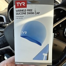 TYR Wrinkle-Free Silicone Swim Cap Blue 100 Silicone Hypoallergenic MPN LCS