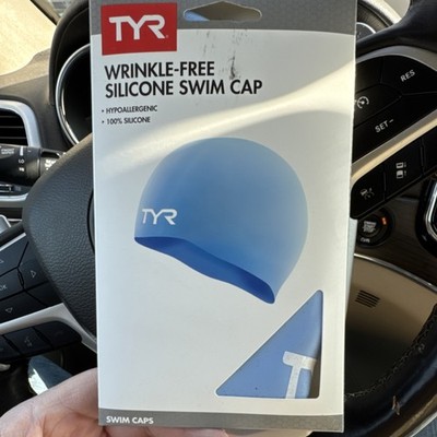 TYR Wrinkle-Free Silicone Swim Cap Blue 100% Silicone Hypoallergenic MPN LCS