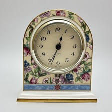 Vintage Wedgwood Bone China Sarah Floral Kaminuhr 12x10,5cm Made in England
