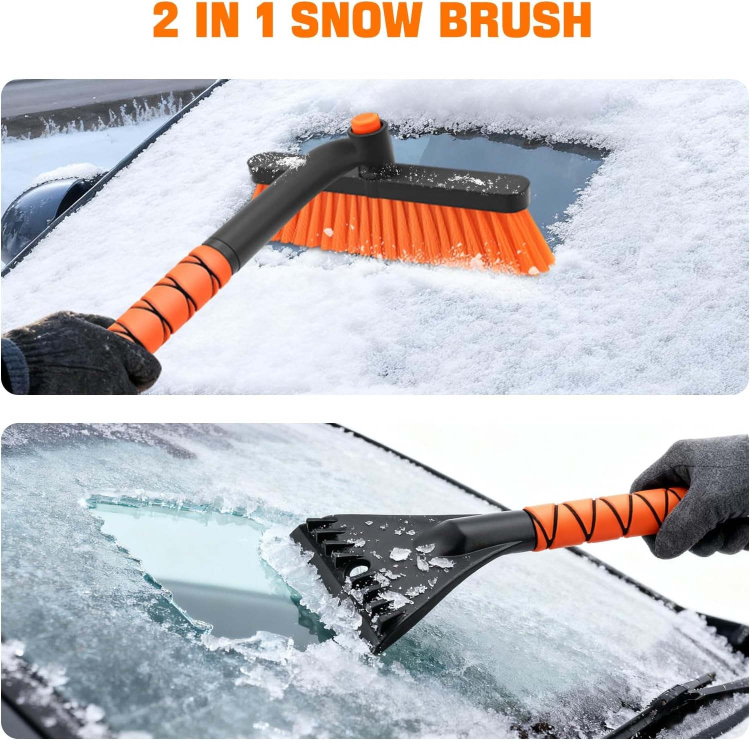 nacena Snow Brush and Ice Scrapers for Car Windshield, Detachable Snow Remover f