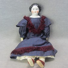 Antique China Head Doll High Brow Vintage Cloth Body