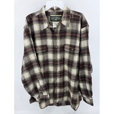 Field Stream Brown Plaid Heavyweight Flannel Shirt Men's 2XL 100 Cotton