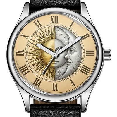 Half-Sun Half-Moon Motiv #2 Roman Dial Trendy 38mm Face Armbanduhr