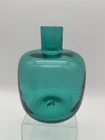 Vintage Blenko Hand Blown Green Art Glass Vase #6424