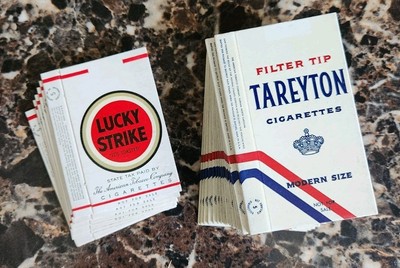 18 NOS UNUSED Lucky Strike & Tareyton Sample Pack Sleeves NO TOBACCO 