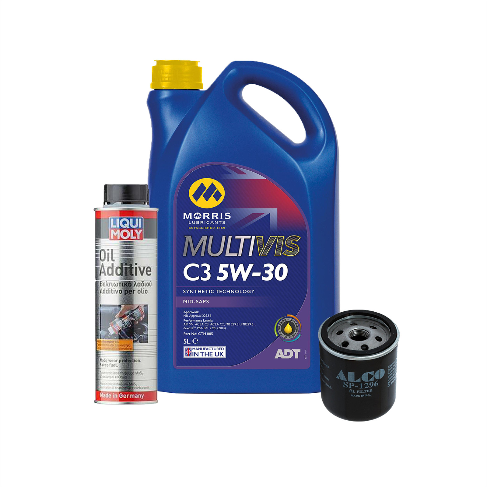 5w30 Fully Synthetic Engine Oil ACEA C3 dexos2 5L + Oil Filter + Oil Additive