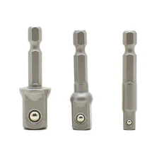 3PCS Set 1/4 Inch 3/8 Inch 1/2 Inch Square Socket Adapter - 1/4 Inch Hex Shank