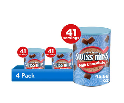Swiss Miss Milk Chocolate Flavored Hot Cocoa Mix, 45.68 oz. Canister (4  pack)