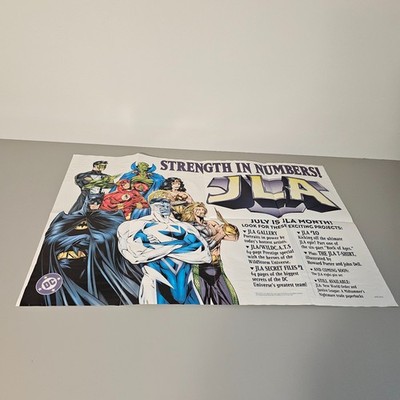 1997 DC Comics JLA Strength in Numbers Promo Poster 22x34 Batman Superman Flash