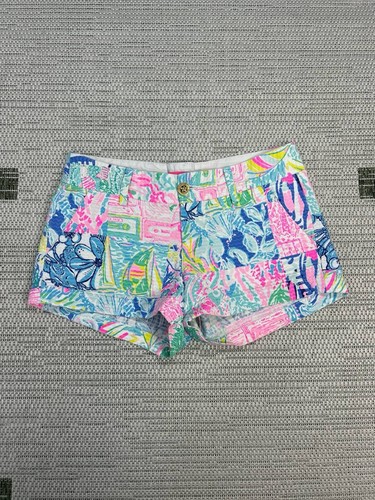 Lilly Pulitzer Walsh Short Womens 2 Multi Pop Up Summer Remix Patchwork Cotton