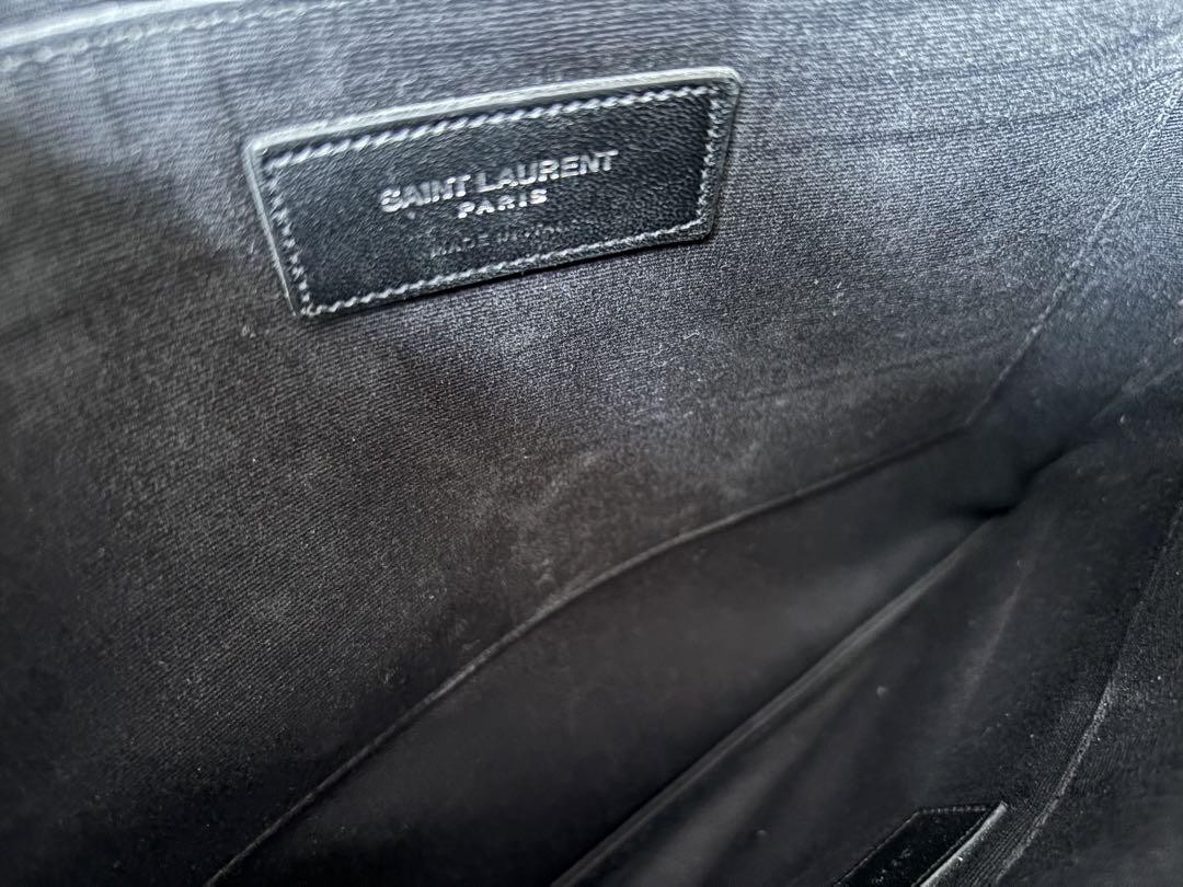 Autentica pochette Saint Laurent modello fiamma pelle nera rossa design unico