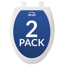 Bemis 1500EC Durable Wood Toilet Seat with Easy Clean Hinges, 2 Seats, White