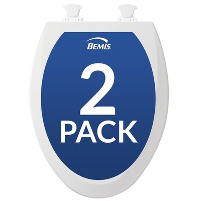 Bemis 1500EC Durable Wood Toilet Seat with Easy Clean Hinges, 2 Seats, White 