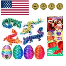 4PCS 3D Printed Dragon Egg, Articulated Crystal Animals Fidget Toys, Small 3D...