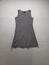 AB Studio Women Sheath Dress M Black Geometric Sleeveless Knee Length Officewear
