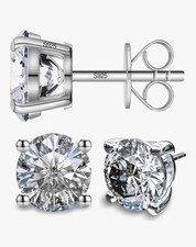 Round Cut Lab Created Diamond Women's Stud Earrings 14K White Gold Plated 1 Ct