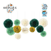 Pompons Seidenpapier Deko 12 StüCk FüR Hochzeit Geburtstag Gartenparty GrüN