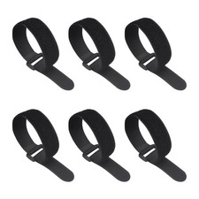 6pcs Reusable Cinch Straps 1.2"x11.8" Hook and Loop Cable Securing Straps, Black