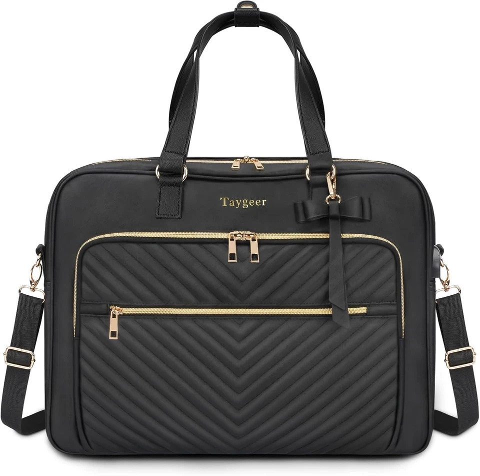 Taygeer 17 Inch Laptop Bag for Women, Large Convertible Quilted Briefcase Backpa