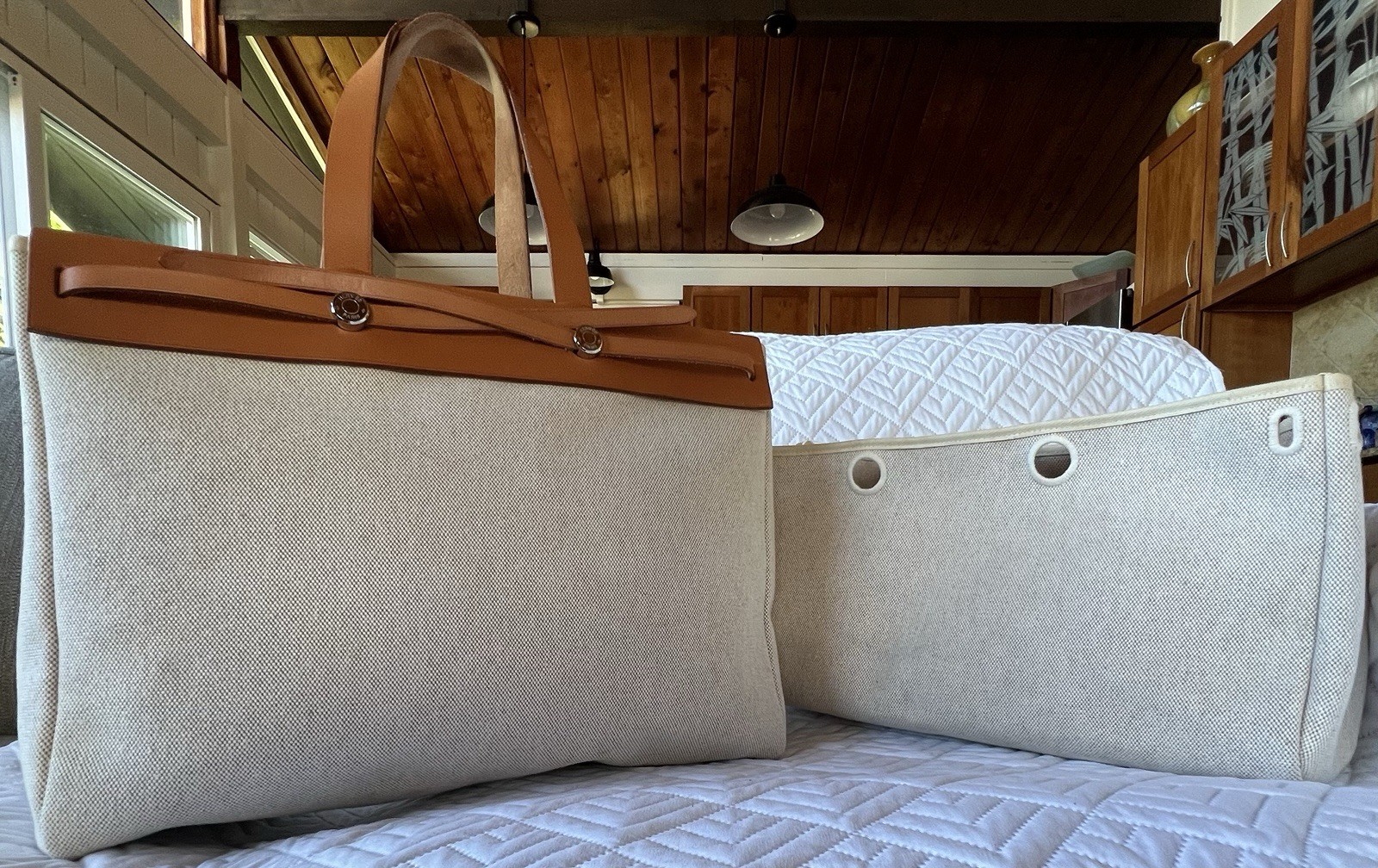 Hermes Herbag 40 Beige Canvas Handbag Toile
