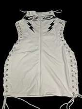 WHITE “SAVAGE” LACE UP SIDES ZIPPER MINI DRESS XL STRETCHY SEXY