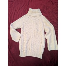 VNTG 80s Nel Martin 100 Wool Cable Knit Fisherman Turtleneck Sweater