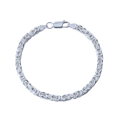 4 mm Byzantinisches Armband Herren Echt Massiv 925 Sterling Silber Karabinerverschluss ITALIEN