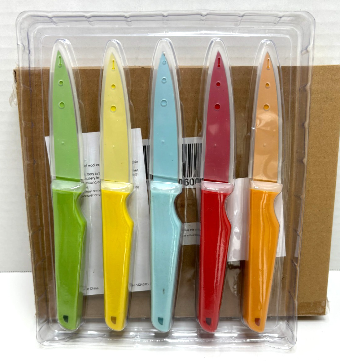 Set of 5 PREPOLOGY Colorful Knives--8" Long w/Covers--NEW